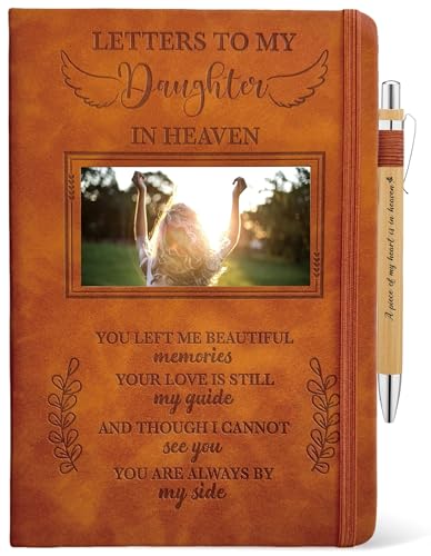 Daughter Grieving Gift, Sympathy Condolence Remembrance Memorial Gifts | Letters To My Daughter In Heaven Faux Leather Journal Window Cover 200 Pages A5 Lined for Family Friend Who Loss of Daughter - style: Daughter
