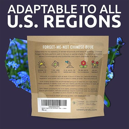 Chinese Forget Me Not Wildflower Seeds - Bulk 1 Ounce Packet - Over 5,500 Open Pollinated Seeds - Blue Cynoglossum amabile - size: 1 Ounce Pouch