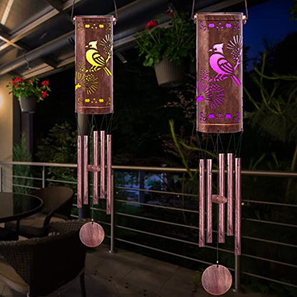 FSVGYY Solar Red Bird Wind Chime 30 Inch Metal Outdoor Hanging Light - color: Wind Chimes Bird