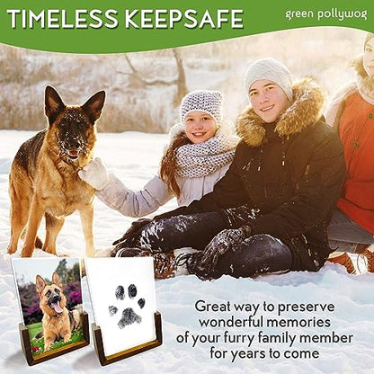 Green Pollywog Wood Base Paw Print Frame Kit with Ink Pad, Set of 2 - size: Wood Base Paw Print Frame Kit