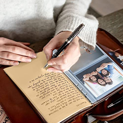 Photo Album 4x6 160 Photos, Leather Photo Albums with Writing Space With 30 Writing Paper, Travel Family Wedding Kids Graduation Ultrasound Baby Picture Album Scrapbook Photo Album - color: Heart
