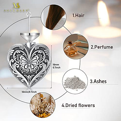 SOULMEET Cremation Jewelry for Ashes, Sterling Silver Urn Necklace for Ashes Women Men, Cherish Memories Cremation Jewelry to Keep Someone Near to You - color: I-Oxidation black Butterfly