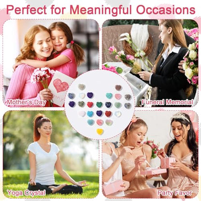 Pocket Hug Bulk with Little Heart Worry Stones and Gift Cards, Pocket Hug Token Keepsake for Friends, Colleagues, Funeral, Celebration of Life, Encouragement Party Favors (24 Sets) - color: 24 Sets