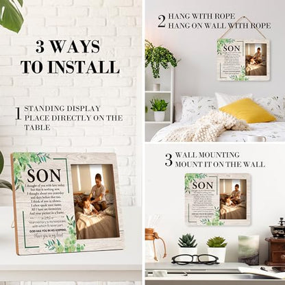Memorial Pictures Frame, Best Son Photo Frame, Sympathy Gifts For Loss Of Son, Funeral Remembrance Gifts, Farmhouse Home Living Room Bedroom Decoration -54