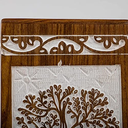 Tree of Life Wooden Keepsake Urn for Human Ashes, 20 cu in, White - color: Antique White, size: Keepsake (20 cu in)