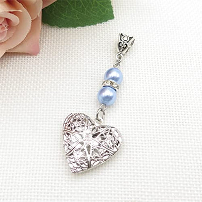 IDLAN Locket for Bouquet Charm Memorial Wedding Gift Bride Pendant Photo Keepsake Something Blue - style: Heart locket