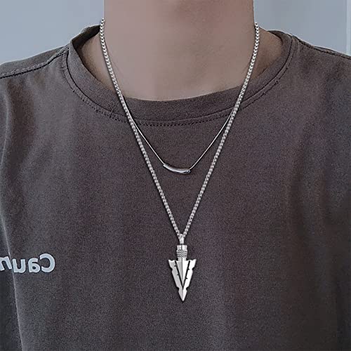 Spearpoint Arrowhead Urn Neckalce for Ashes Tribal Ash Holder Cremation Keepsakes Memorial Pendant Jewelry - color: Silver