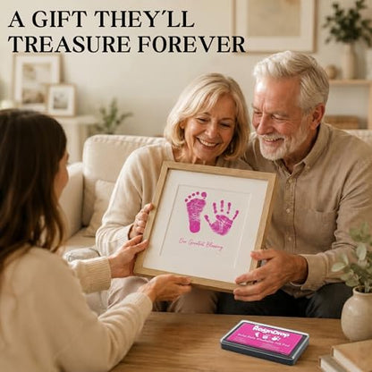 ReignDrop Baby Ink Pad for Hand and Footprints, Non-Toxic Acid-Free Keepsake Kit, Smudge-Proof Archival Ink Wipes Off Skin, for Scrapbook, Photo Album, Frames & Pet Paws, Baby Gift (Pink) - color: Pink