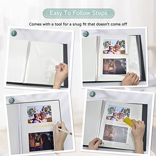 Popotop Large Photo Album Self Adhesive 4x6 5x7 8x10 Scrapbook Album DIY Picture Book,Gifts for Mom,Family Baby and Wedding,with Metal Pen and Plastic Board - color: Dark green, size: 11.5"x10.6"40pages