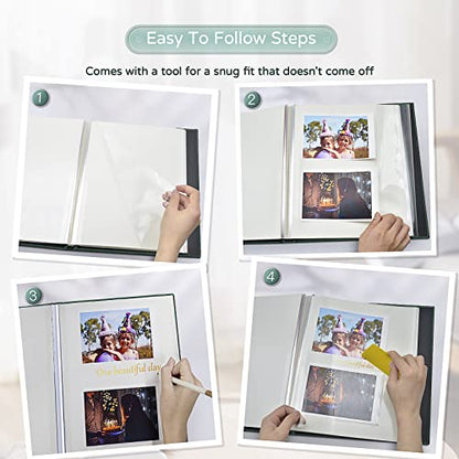 Popotop Large Photo Album Self Adhesive 4x6 5x7 8x10 Scrapbook Album DIY Picture Book,Gifts for Mom,Family Baby and Wedding,with Metal Pen and Plastic Board - color: Dark green, size: 11.5"x10.6"40pages