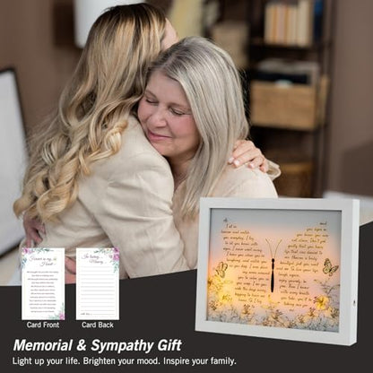 Sympathy Gift LED Memorial Shadow Box Memorial Gifts for Loss of Loved One Mother Mom Dad Father, in Memory of Loved One Gifts - size: As I Sit In Heaven White