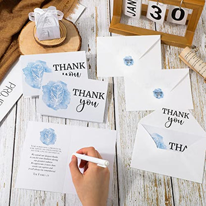 Fumete 50 Set Funeral Thank You Cards, Feather - style: Feather