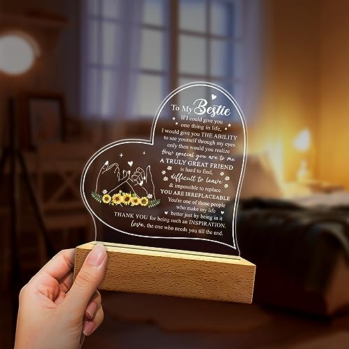 SANDJEST Night Light Gift for Best Friend Bestie Acrylic Light Lamps Gifts BFF Bestfriend Soul Sister Friendship Lights Lamp Gift for Birthday Christmas - color: Bestie