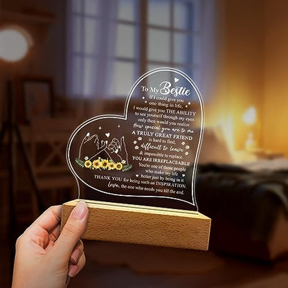 SANDJEST Night Light Gift for Best Friend Bestie Acrylic Light Lamps Gifts BFF Bestfriend Soul Sister Friendship Lights Lamp Gift for Birthday Christmas - color: Bestie