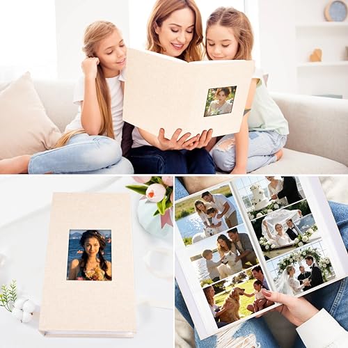 Aevdor 2 Pack 4x6 Photo Albums, Holds 600 Photos, Linen Cover, Beige - color: 2 Pack Beige