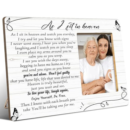 JANLAN Memorial Gifts for Loss of Loved One,Memorial Picture Frame,Bereavement Gift Sympathy Gifts Remembrance Gift for Loss of Mom Dad Wife Husband,As I Sit in Heaven Photo Frame - style: Loss of Loved One-1