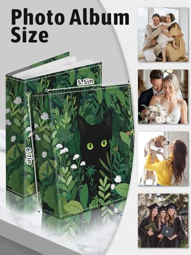 Photo Album 4x6, 56 Pockets Small Picture Book Cute Black Cat - color: Black Cat