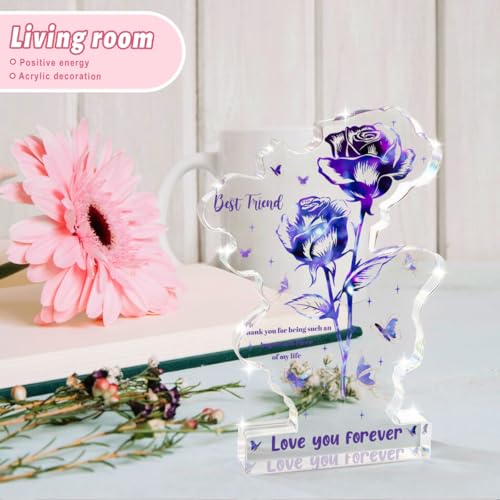 Best Friend Christmas Gifts Idea for Women Friends- Flower Acrylic - Delicate Gifts for Best Friend Bestie Thanksgiving Birthday Christmas Gifts for Friend Women, Ideas - color: Firend