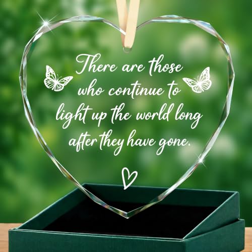 Memorial Gifts – Sympathy Gift for Loss of Loved One Heart Glass Ornament, Condolence, Remembrance In Loving Memory of Mother Father Husband Brother, Comfort Bereavement Christmas Decor Keepsake - style: Heart-There Are