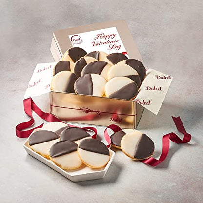 Dulcet Gift Baskets NY Style Black & White Cookies Favorite Gift Tin- Great for Thinking of You Gifts -holiday Celebrations-Get Well Thank You & Sympathy Wishes for Men, Women, Girls, boys - color: Valentine's Day