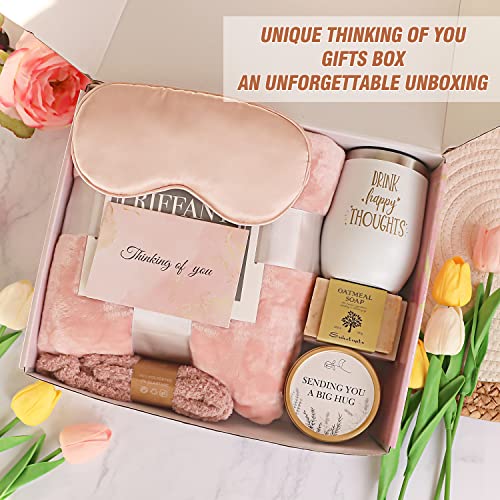 Birthday Gifts for Women, Unique Happy Birthday Gift Basket Self Care Package Bday Ideas with Luxury Flannel Blanket for Mom Her Best Friends Sister Wife Friendship - color: Pink