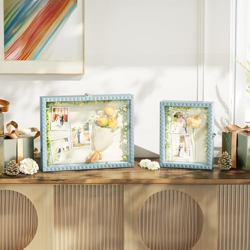 SZQINJI Shadow Box Frame 8x10 Deep Diamond Shape Memory Box, Blue - color: Blue, size: 8x10