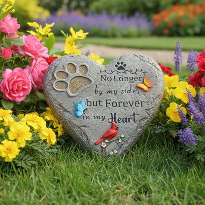 Dog Memorial Stone Pet Loss Sympathy Gift 10 inch | Pet Grave Markers with Paw Print Cardinal & Butterfly Dog Bereavement Gifts Heart-Shaped Doggy Passing Away Gifts