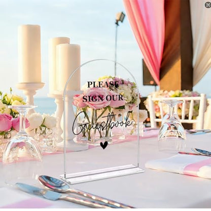 Acrylic Wedding Signage, Please Sign Our Guest Book Table Sign, Photo Guest Book for Bridal Shower & Gift Party, 5x7 Inches Acrylic666 - color: Guestbook, size: 5x7
