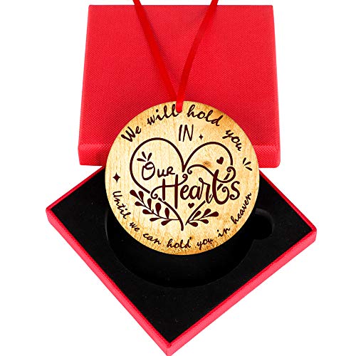 PETCEE Christmas in Heaven Ornaments - 3" Memorial Christmas Ornament We Will Hold You in Our Hearts Until We Can Hold You in Heaven Hanging Xmas Trees Ornaments Decorations Sympathy Gifts
