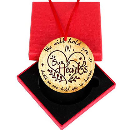 PETCEE Christmas in Heaven Ornaments - 3" Memorial Christmas Ornament We Will Hold You in Our Hearts Until We Can Hold You in Heaven Hanging Xmas Trees Ornaments Decorations Sympathy Gifts