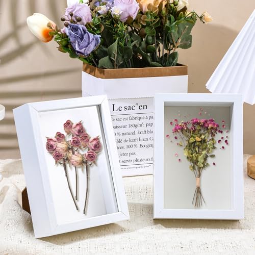 6 Pack 4 x 6 Inches Shadow Box Frame, Small Wood Frame Memory Display Cases,1.2in Depth Picture Frame Case for Dried Flowers, DIY Craft, Memorabilia, Medals and Photos