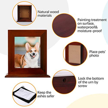 BRKURLEG Dog Urns for Ashes, Animal Wood Urn, Brown - color: Brown