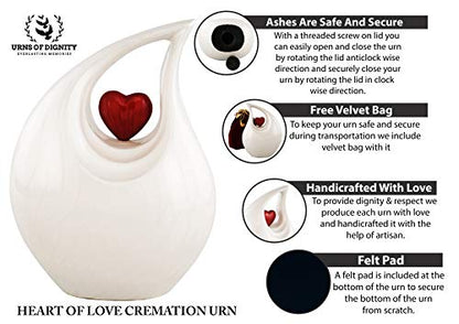 Heart of Love Cremation Urn for Human Ashes – Large Adult Funeral Urn, Decorative Memorial Urn, Metal Burial Urn for Loved One Ashes (Non-Customize, Adult)
