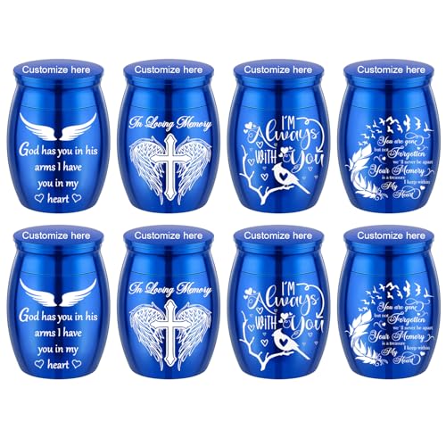 Color Small Urns for Ashes - Set of 8，Aluminium Mini Urns, Cremation Urns for Human/Pet Ashes, Ashes Holder, Small Keepsake urns-Memorial Urn (8Pcs - Blue Customized) - color: 8pcs - Blue Customized