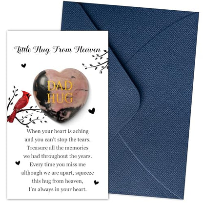 EYxsaxenk Loss of Father Sympathy Gift - Little Hug From Heaven Pocket Hug with Memorial Card Envelope Natural Stone Heart Memorial Gift for Loss of Dad Sympathy Bereavement Keepsake - color: Dad
