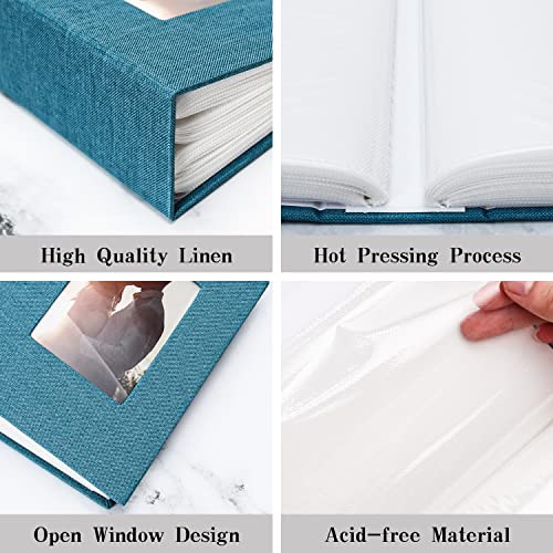Vienrose 4x6 Photo Album,100 Pockets,Linen Cover with Window,Sky Blue | Cover Window, Acid Free Pages, Linen Hardcover, Baby Wedding Family Photos - color: Skyblue, size: 100 Pocket