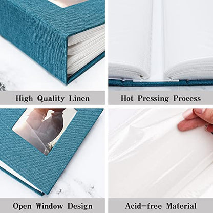 Vienrose 4x6 Photo Album,100 Pockets,Linen Cover with Window,Sky Blue | Cover Window, Acid Free Pages, Linen Hardcover, Baby Wedding Family Photos - color: Skyblue, size: 100 Pocket