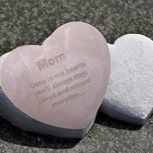 Wowser Mom Heart Shaped Memorial Stone, Sympathy Gift, Remembrance Garden Accent, 6 Inches