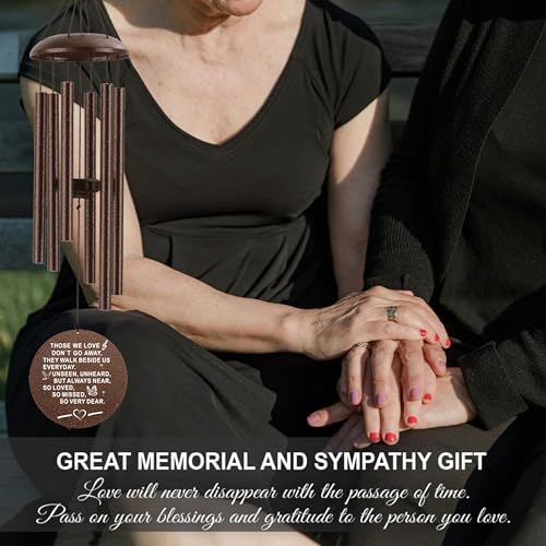 Sympathy Wind Chimes, 40" Memorial Wind Chimes for Loss of Loved One, Sympathy Memorial Bereavement Gift,in Memory of Loved One Loss of Mother Father，Home Decor Garden Patio Outdoor (Copper)