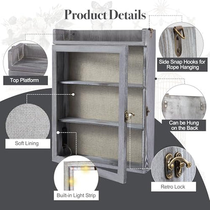11x16 Dog Memorial Shadow Box Frame with Shelves, Grey - color: Standard Grey