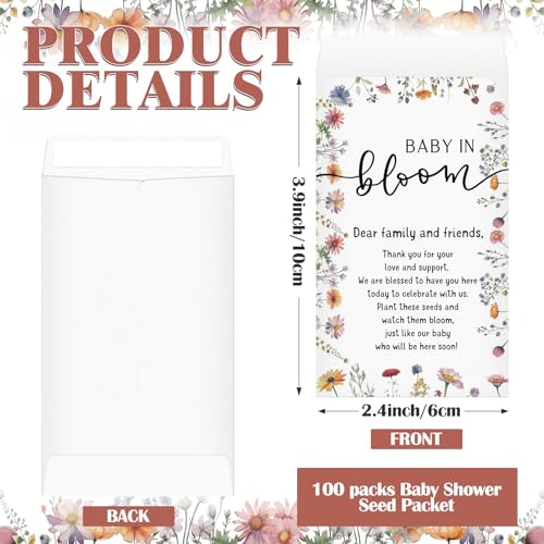 Fumete 100 Pcs Baby Shower Seed Packet Adhesive Envelopes, Wildflowers - style: Wildflowers