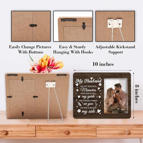 Memorial Pictures Frame, My Husband You Left Beautiful Memories Photo Frame, Sympathy Gifts For Loss Of Husband, Farmhouse Home Living Room Bedroom Decoration -b28 - style: My Husband