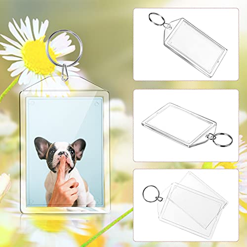 Hicarer Acrylic Photo Insert Keychain 2 x 3 Inch Double Sided Blank Picture Keyring DIY Custom Personalized for Women Men