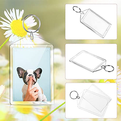 Hicarer Acrylic Photo Insert Keychain 2 x 3 Inch Double Sided Blank Picture Keyring DIY Custom Personalized for Women Men