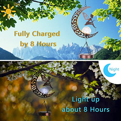 Taman Solar Wind Chime for Outside, Metal Fairy Windchimes with LED Light - size: 43.5"