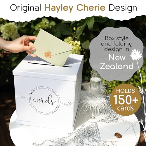 White Wedding Card Box, Large 10x10 Gift Card Box Envelope Holder with Slot | Graduation Party, Birthday, Funeral Reception, Baby & Bridal Shower, Sweet 16, Quinceanera, Retirement, Baptism, Money Basket