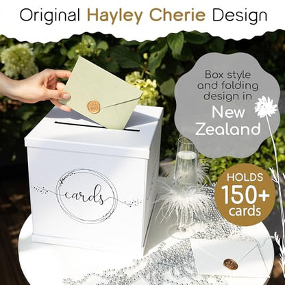 White Wedding Card Box, Large 10x10 Gift Card Box Envelope Holder with Slot | Graduation Party, Birthday, Funeral Reception, Baby & Bridal Shower, Sweet 16, Quinceanera, Retirement, Baptism, Money Basket
