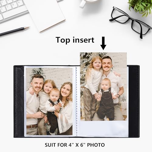 Vienrose Small Photo Album 4x6 Holds 100 Photos, 2 Pack Mini Leather Photo Album with Cover Window, Acid-Free Baby Picture Album for Wedding, Family, Travel & Gift Keepsake, Black - color: Black, size: 50 Pockets