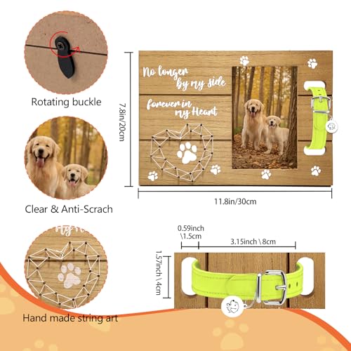 Artisanal Hand-Knitted Heart Dog Memorial Frame with Collar Holder - Loss of Pet Sympathy Gift, Sympathy Keepsake Frame,Warm Remembrance for Dogs and Cats - color: Wood color