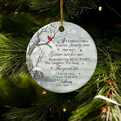 Personalized Memorial Ornaments Sympathy Ornament Ceramic Christmas Remembrance Keepsake Xmas Tree Decorations Gifts for Loss of Loved One